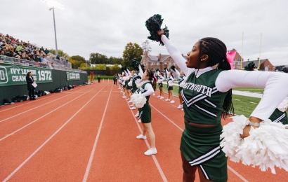 Cheerleaders at Dartmouth Homecoming football game