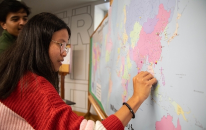 PeiPei Soeung pinning a map